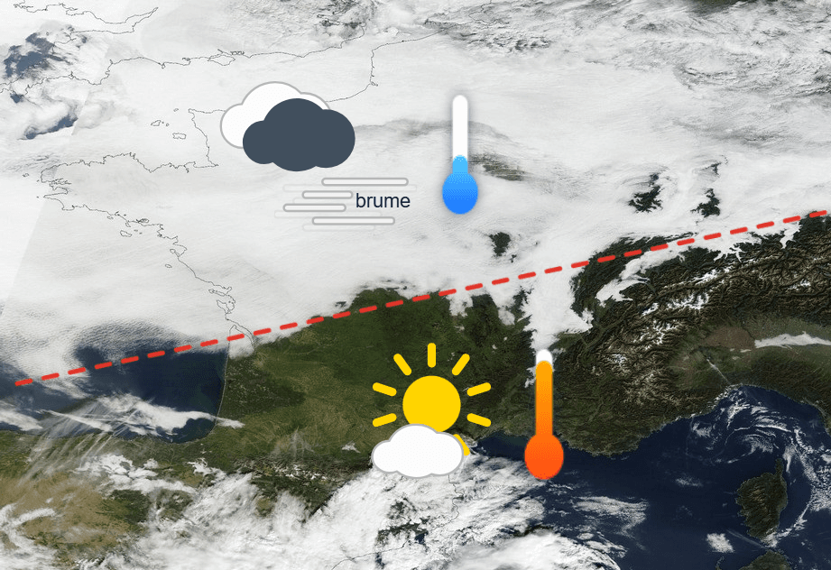 Grisaille au nord, douceur exceptionnelle au sud : quel contraste !